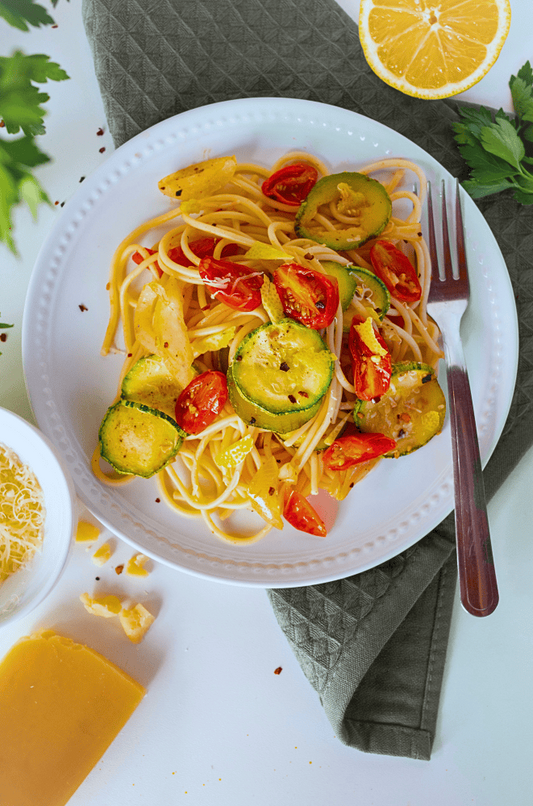 Low-Calorie, High-Protein Zucchini & Tomato Pasta