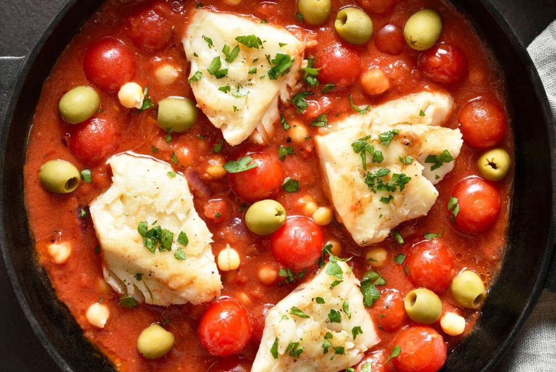 Spanish Baked Cod in Sturdy Marinara Sauce